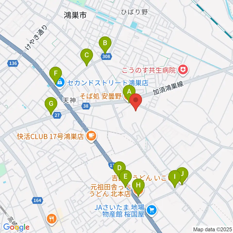 諏訪工芸周辺のファミレス・ファーストフード一覧地図