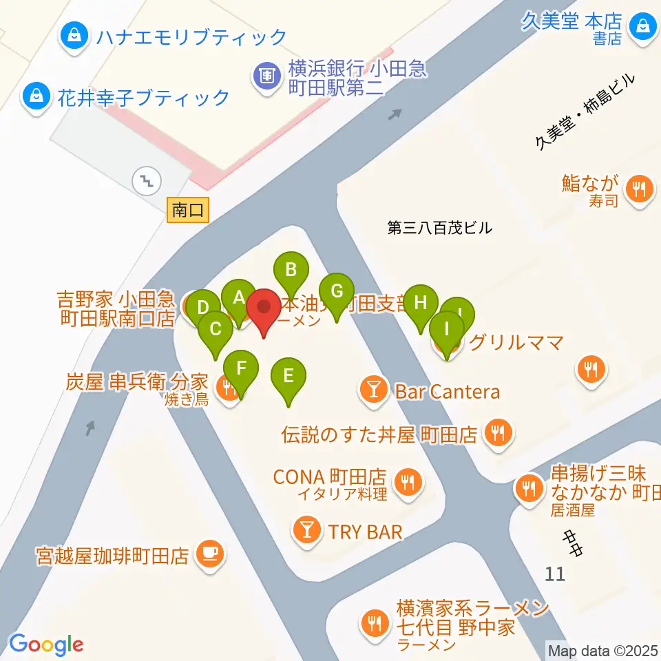 鈴木楽器本店周辺のファミレス・ファーストフード一覧地図
