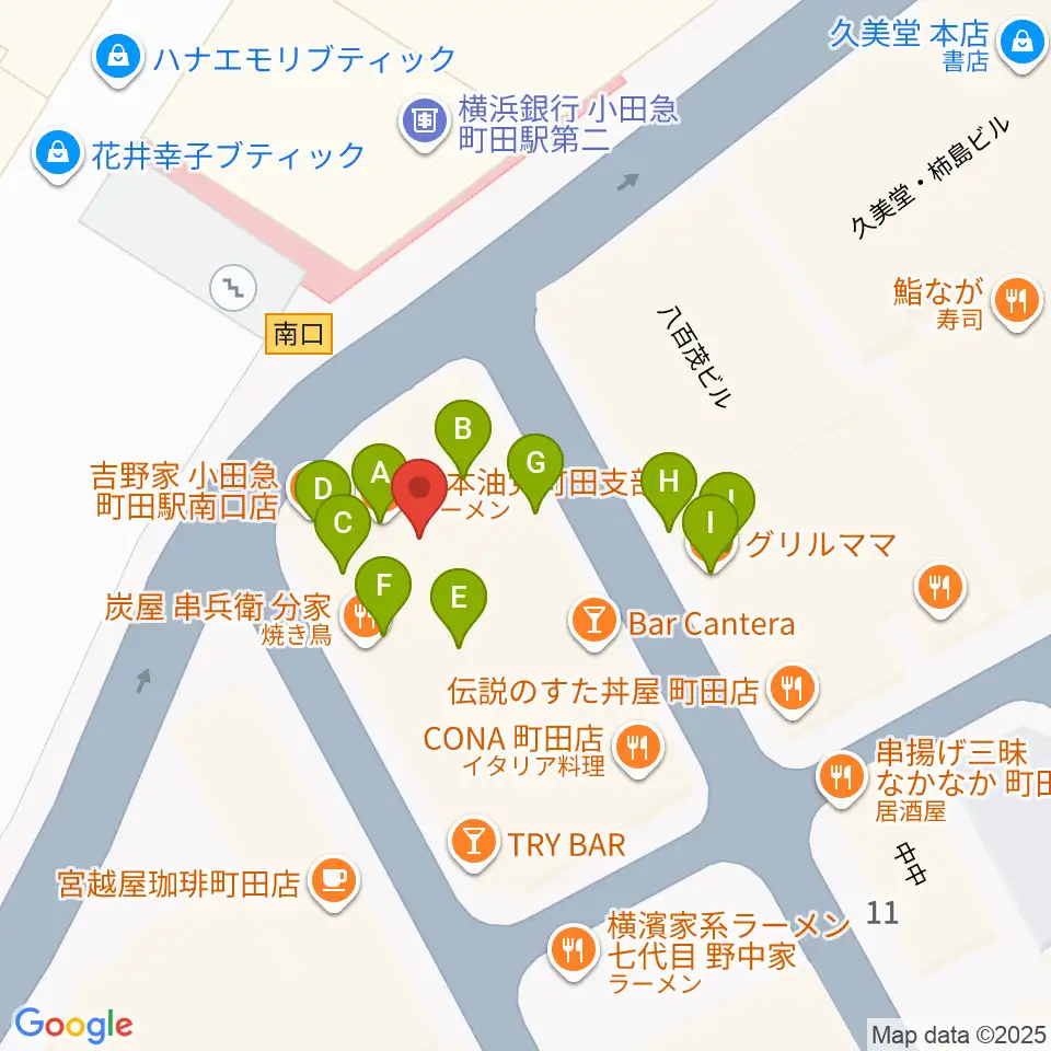 鈴木楽器本店周辺のファミレス・ファーストフード一覧地図