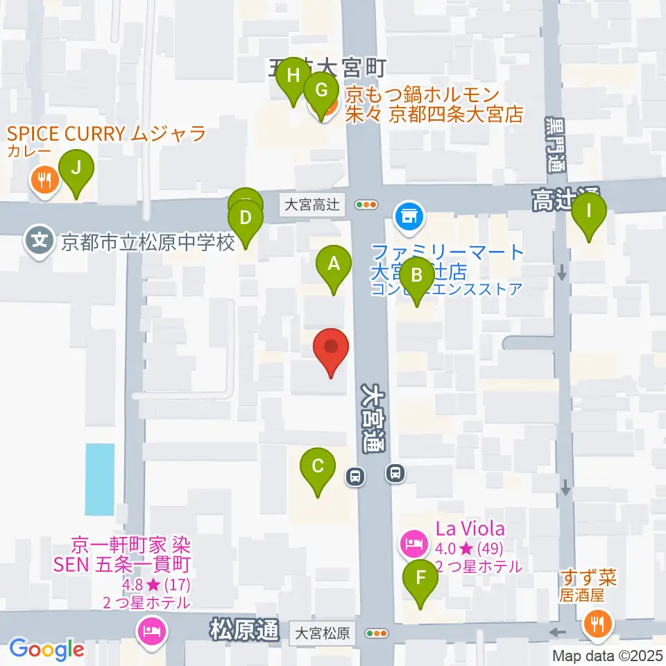 太鼓センター TAIKO-LAB京都周辺のファミレス・ファーストフード一覧地図