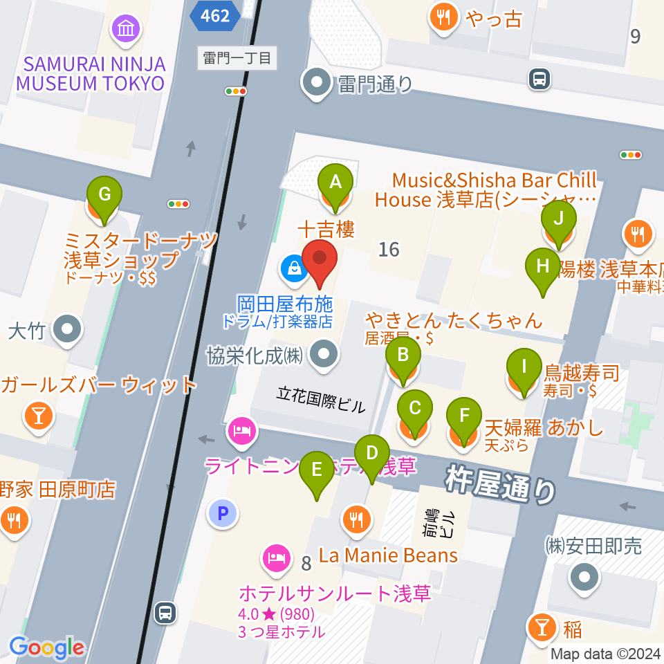 岡田屋布施周辺のファミレス・ファーストフード一覧地図