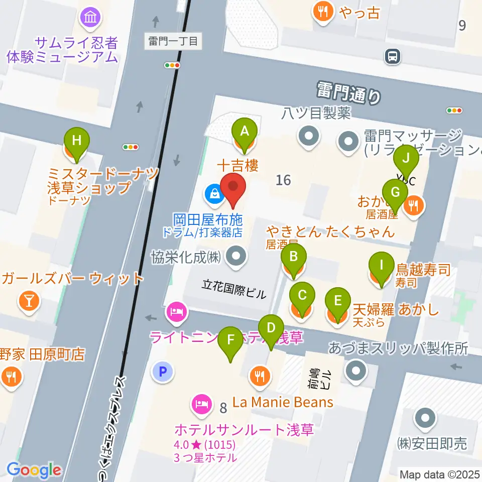 岡田屋布施周辺のファミレス・ファーストフード一覧地図