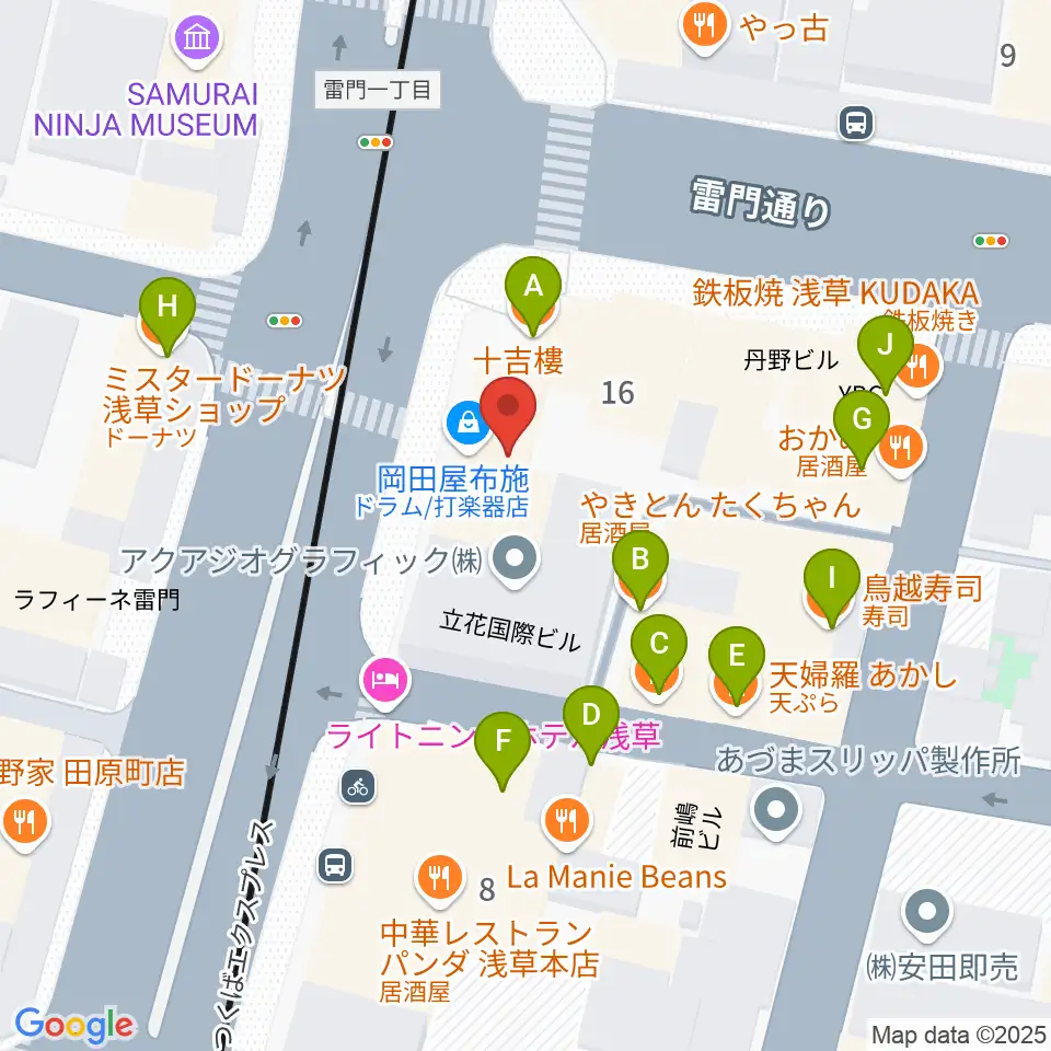 岡田屋布施周辺のファミレス・ファーストフード一覧地図