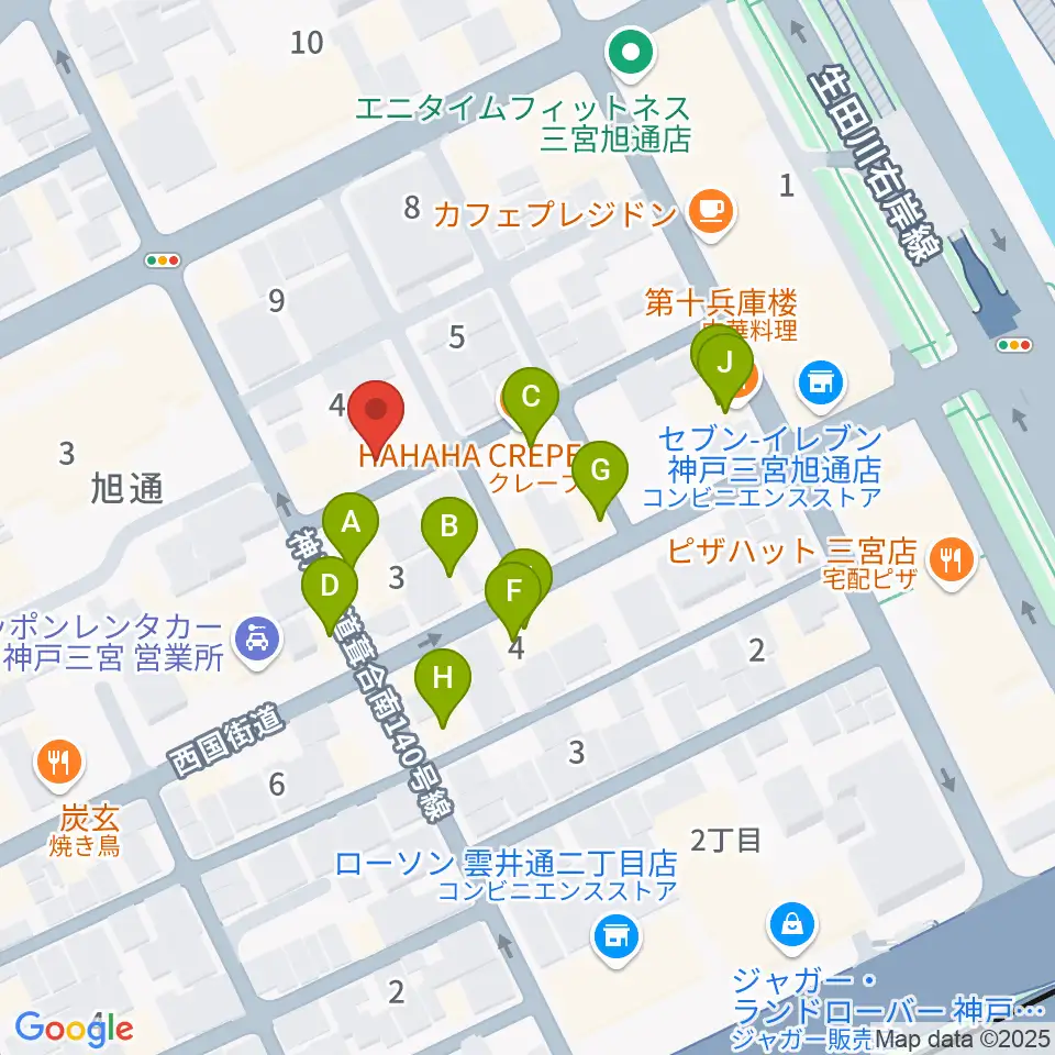 ジャンベ・民族楽器メットリー周辺のファミレス・ファーストフード一覧地図