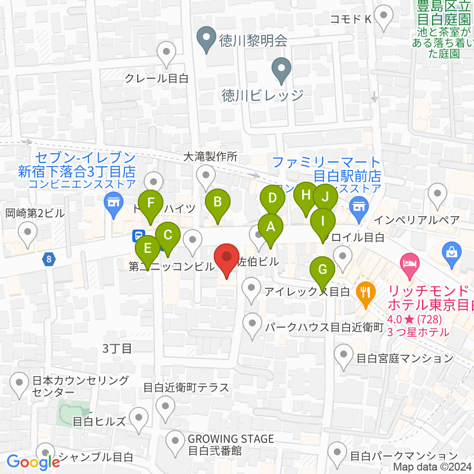 フルート専門店 テオバルト周辺のファミレス・ファーストフード一覧地図