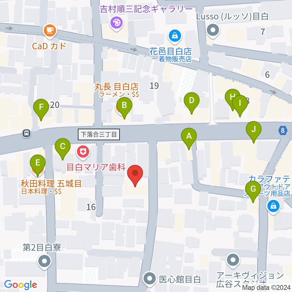 フルート専門店 テオバルト周辺のファミレス・ファーストフード一覧地図