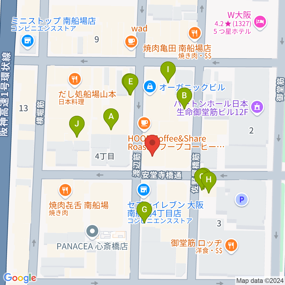 トニック楽器アトリエボア周辺のファミレス・ファーストフード一覧地図