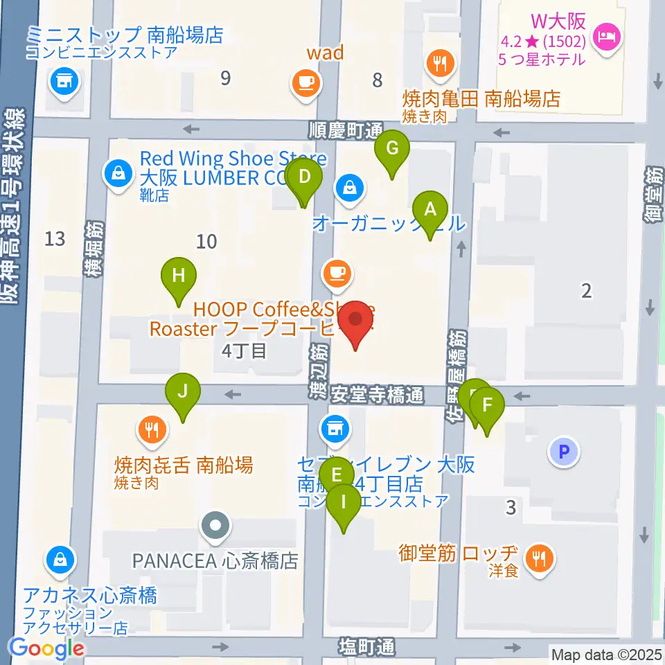 トニック楽器アトリエボア周辺のファミレス・ファーストフード一覧地図