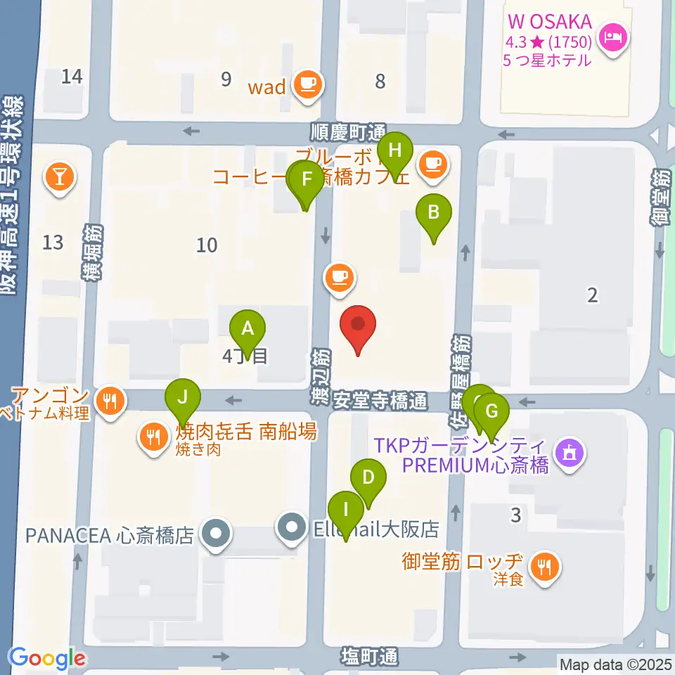 トニック楽器アトリエボア周辺のファミレス・ファーストフード一覧地図