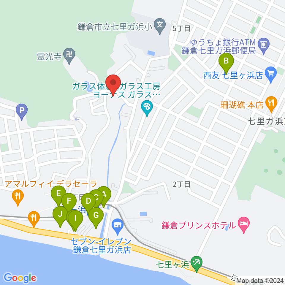 ウクレレスタジオ七里ケ浜周辺のファミレス・ファーストフード一覧地図
