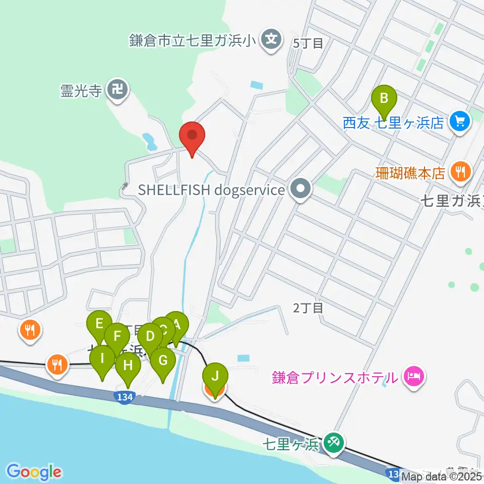 ウクレレスタジオ七里ケ浜周辺のファミレス・ファーストフード一覧地図