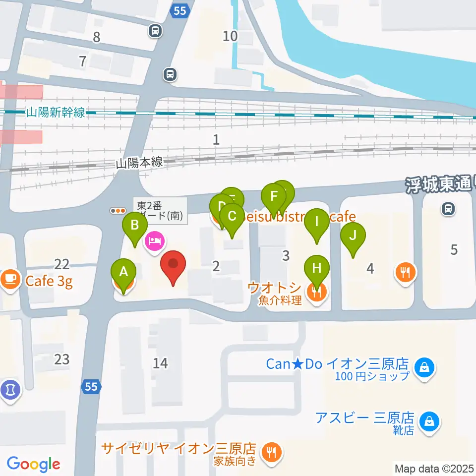 アンリミテッド三原店周辺のファミレス・ファーストフード一覧地図