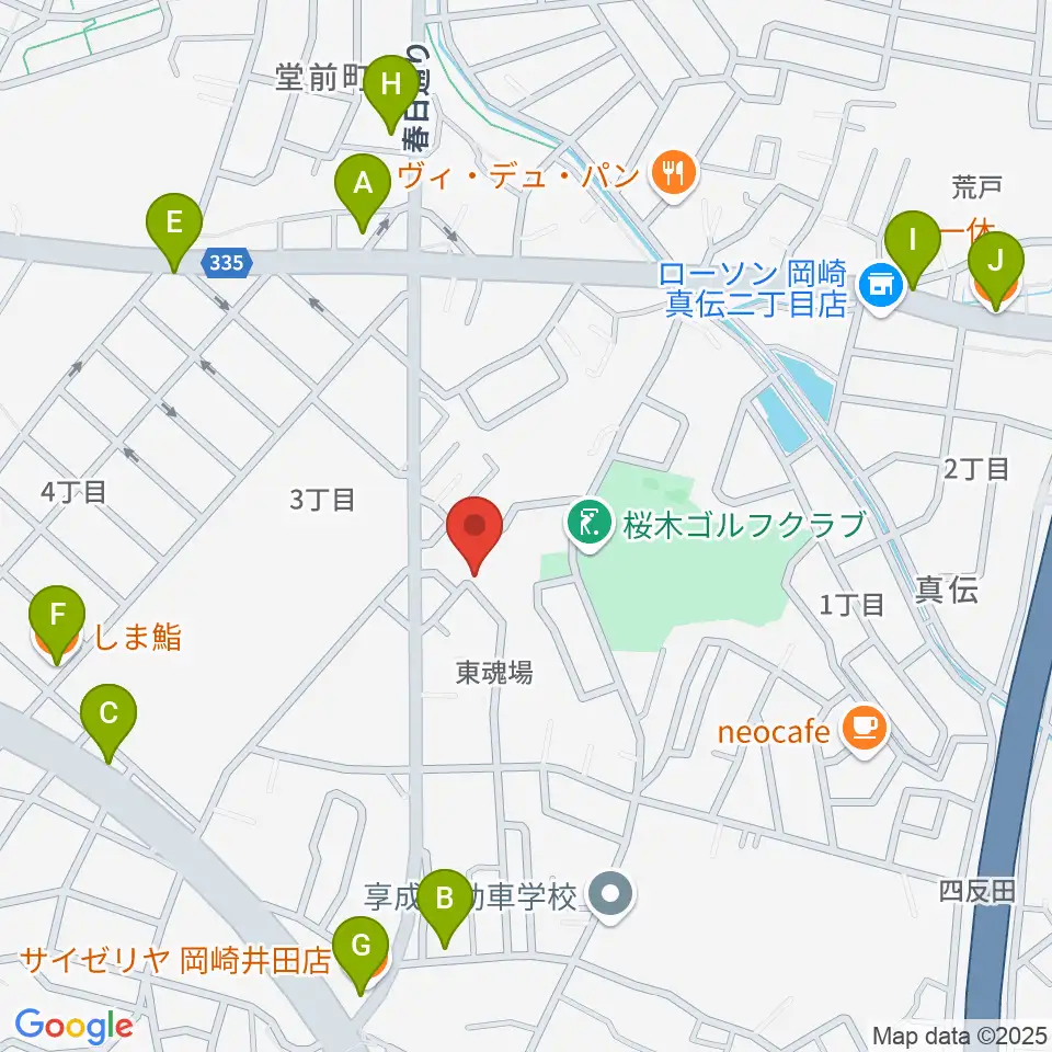 ヴィルトゥオーゾ岡崎店周辺のファミレス・ファーストフード一覧地図