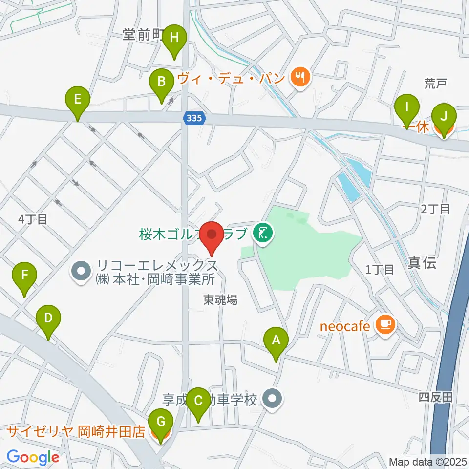 ヴィルトゥオーゾ岡崎店周辺のファミレス・ファーストフード一覧地図