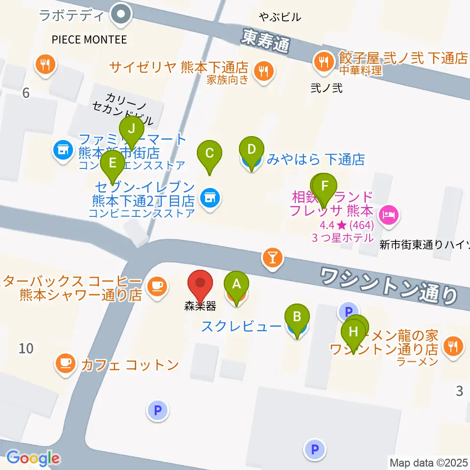 森楽器 和楽器市場周辺のファミレス・ファーストフード一覧地図