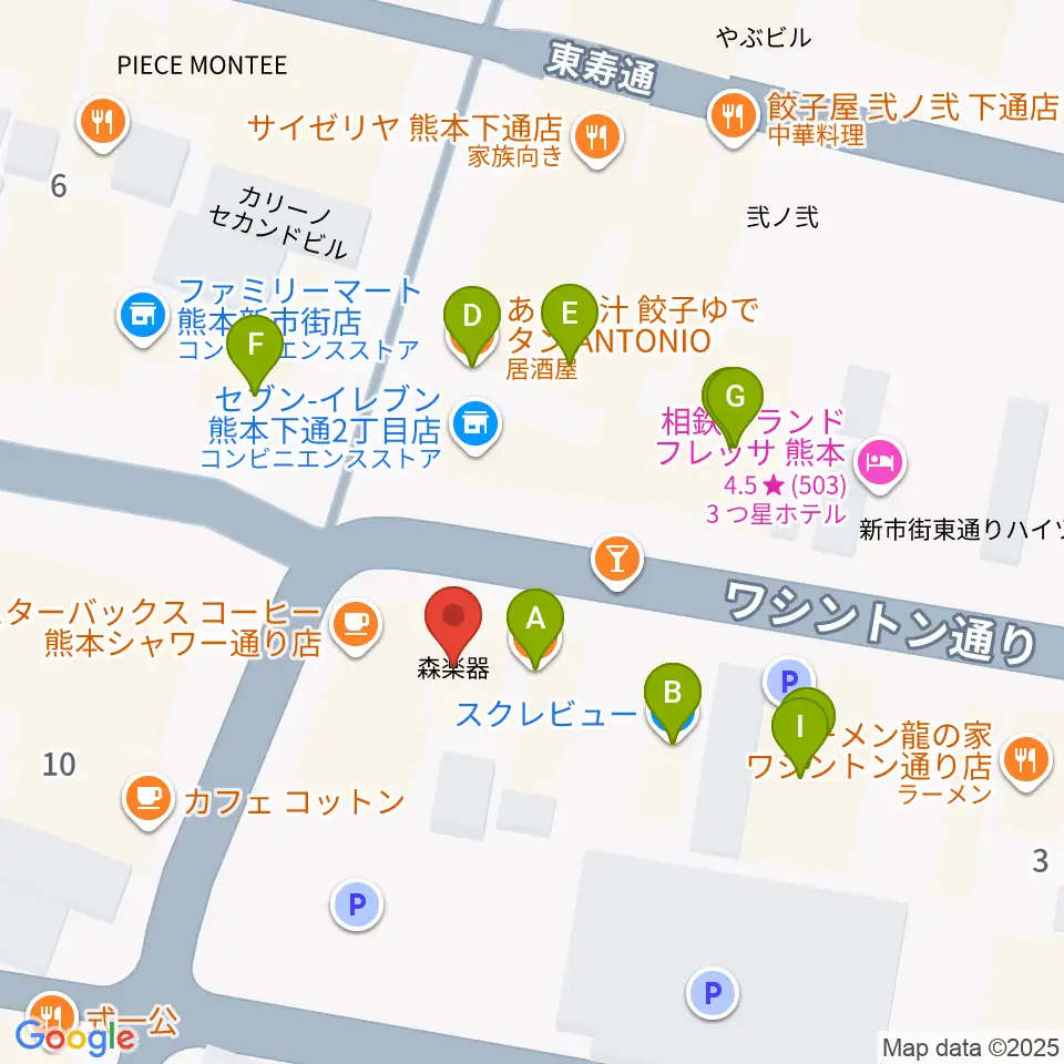 森楽器 和楽器市場周辺のファミレス・ファーストフード一覧地図