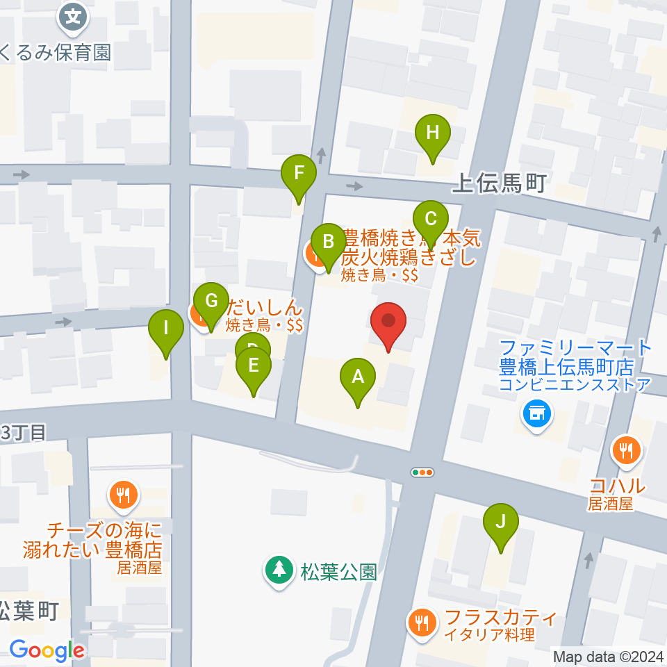 和楽器専門店 山とや周辺のファミレス・ファーストフード一覧地図