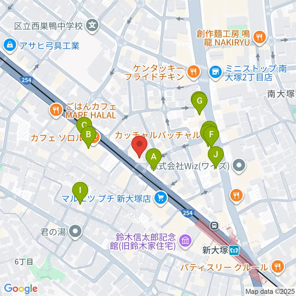 容山銘尺八周辺のファミレス・ファーストフード一覧地図