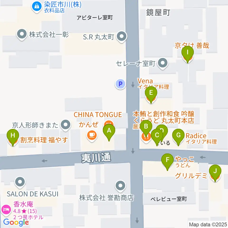 ユリ楽器周辺のファミレス・ファーストフード一覧地図