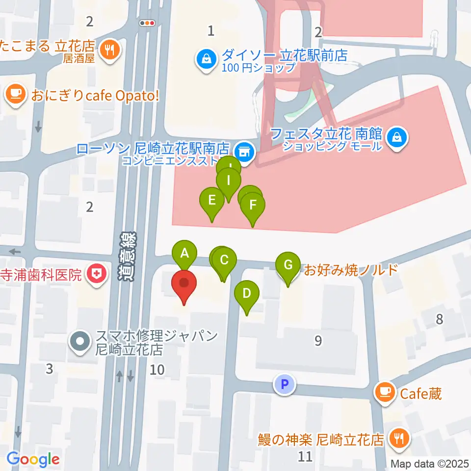 福永管楽器 ハーモニー楽器周辺のファミレス・ファーストフード一覧地図