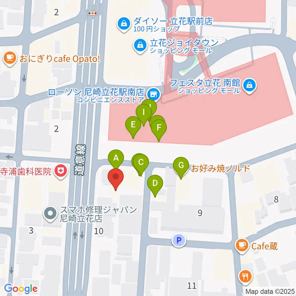 福永管楽器 ハーモニー楽器周辺のファミレス・ファーストフード一覧地図