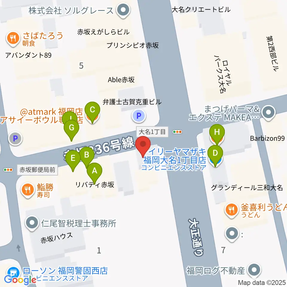 ムジカテラシマ周辺のファミレス・ファーストフード一覧地図