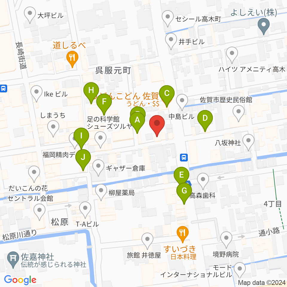 三根楽器店周辺のファミレス・ファーストフード一覧地図