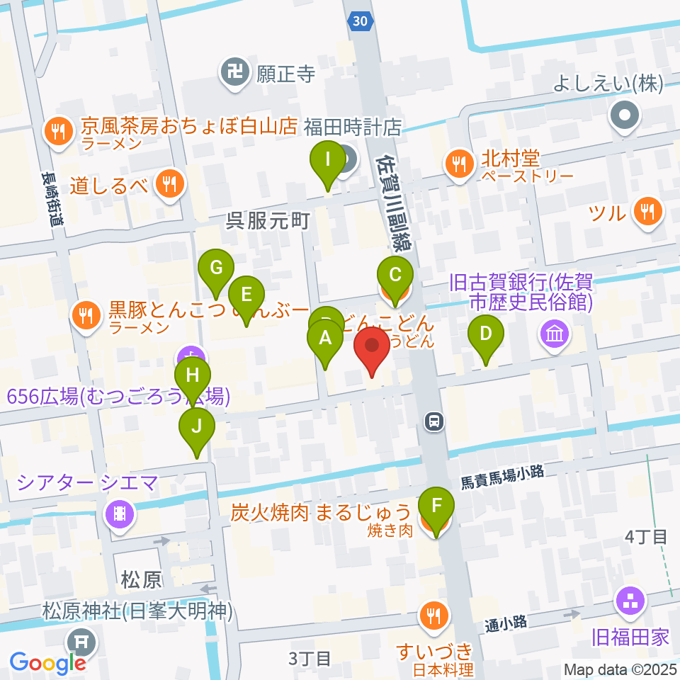 三根楽器店周辺のファミレス・ファーストフード一覧地図