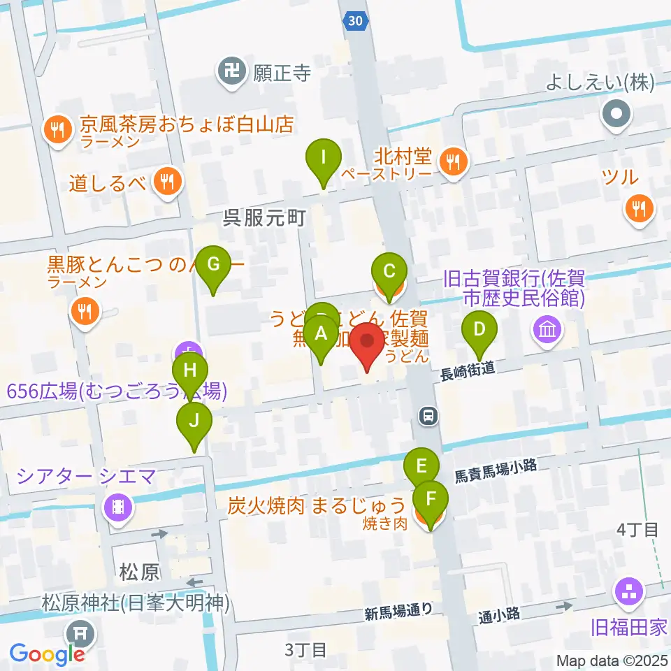 三根楽器店周辺のファミレス・ファーストフード一覧地図