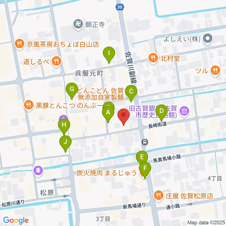 三根楽器店周辺のファミレス・ファーストフード一覧地図