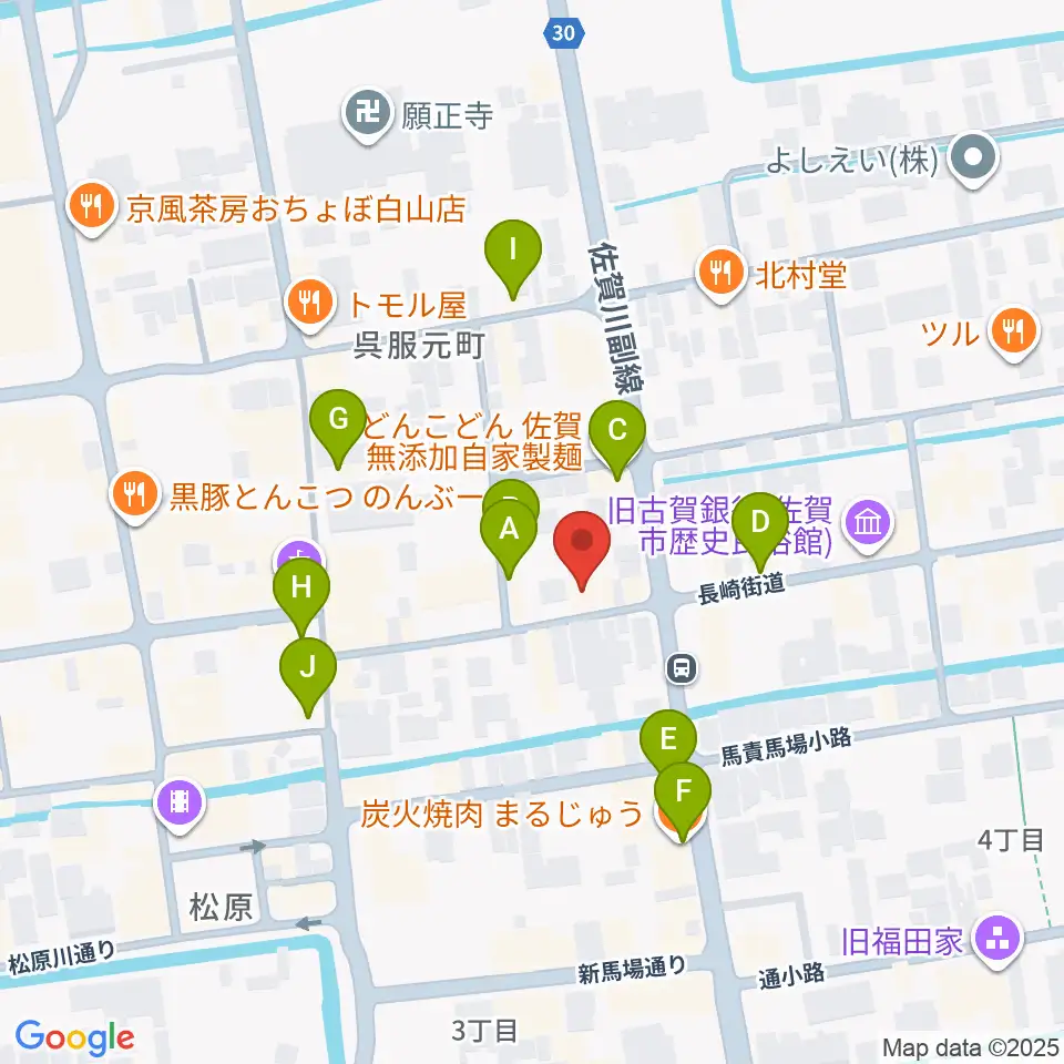 三根楽器店周辺のファミレス・ファーストフード一覧地図
