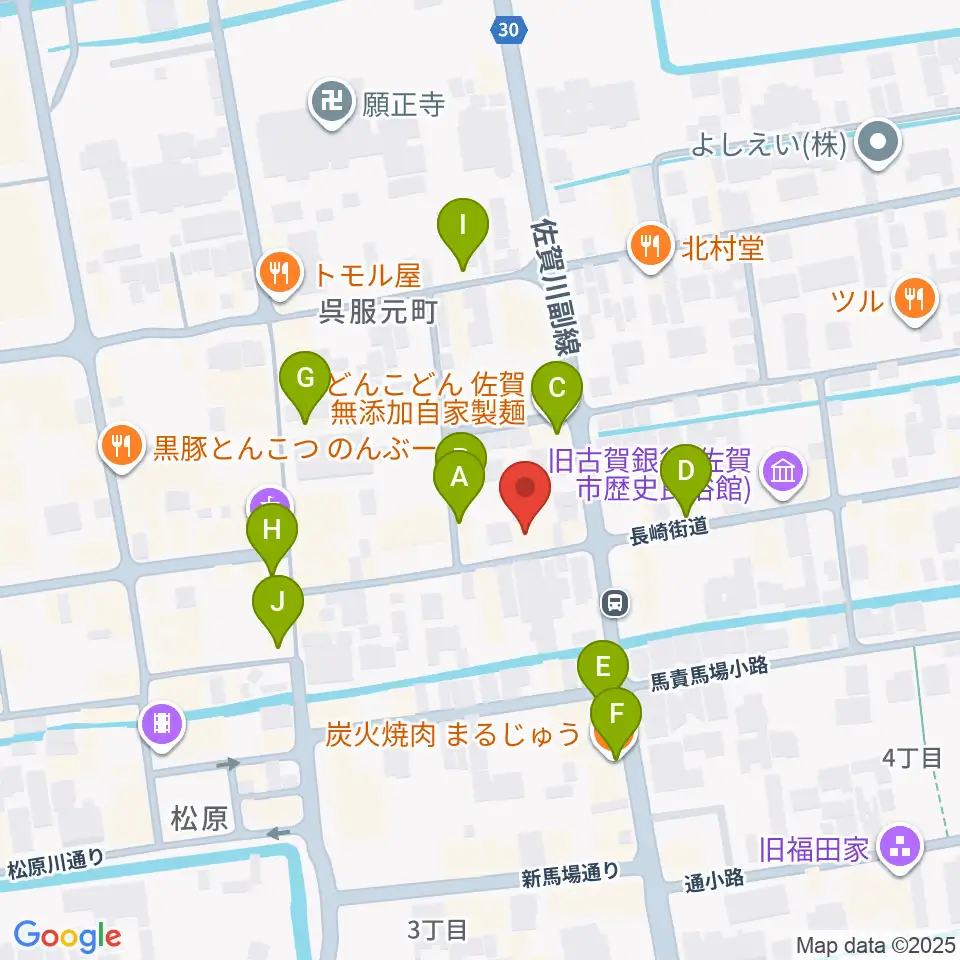 三根楽器店周辺のファミレス・ファーストフード一覧地図