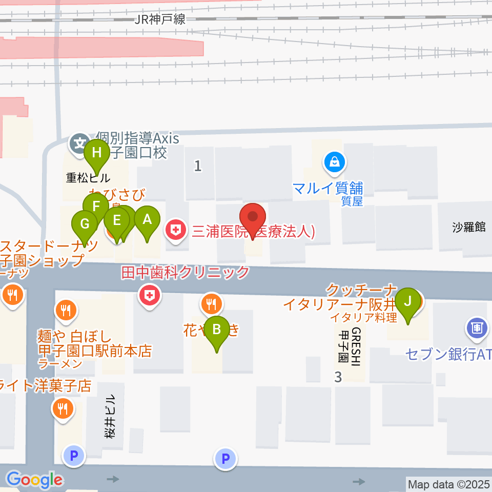 箏三絃なかにし周辺のファミレス・ファーストフード一覧地図