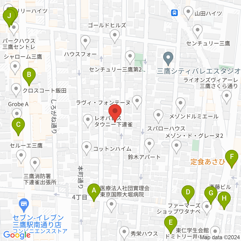 コントラバス専門店アット周辺のファミレス・ファーストフード一覧地図