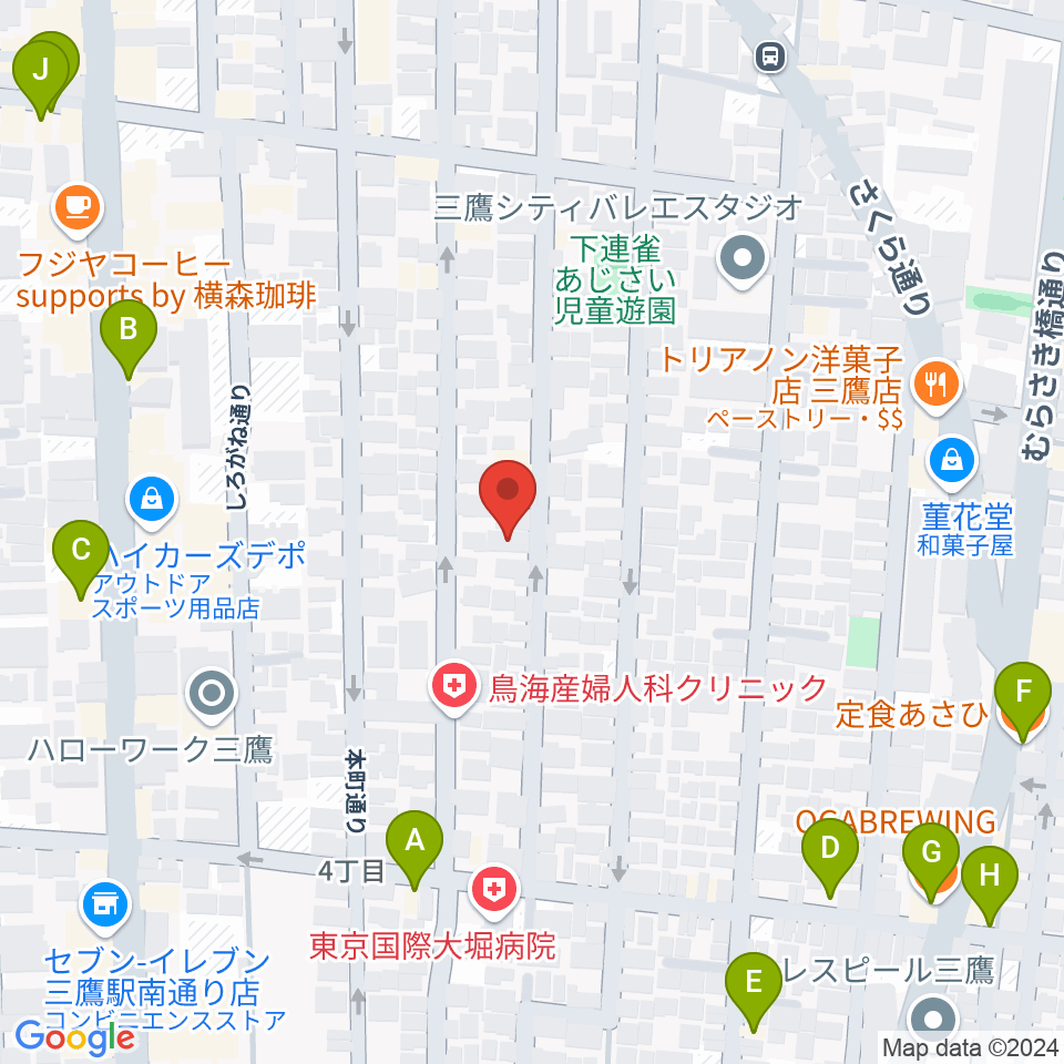 コントラバス専門店アット周辺のファミレス・ファーストフード一覧地図