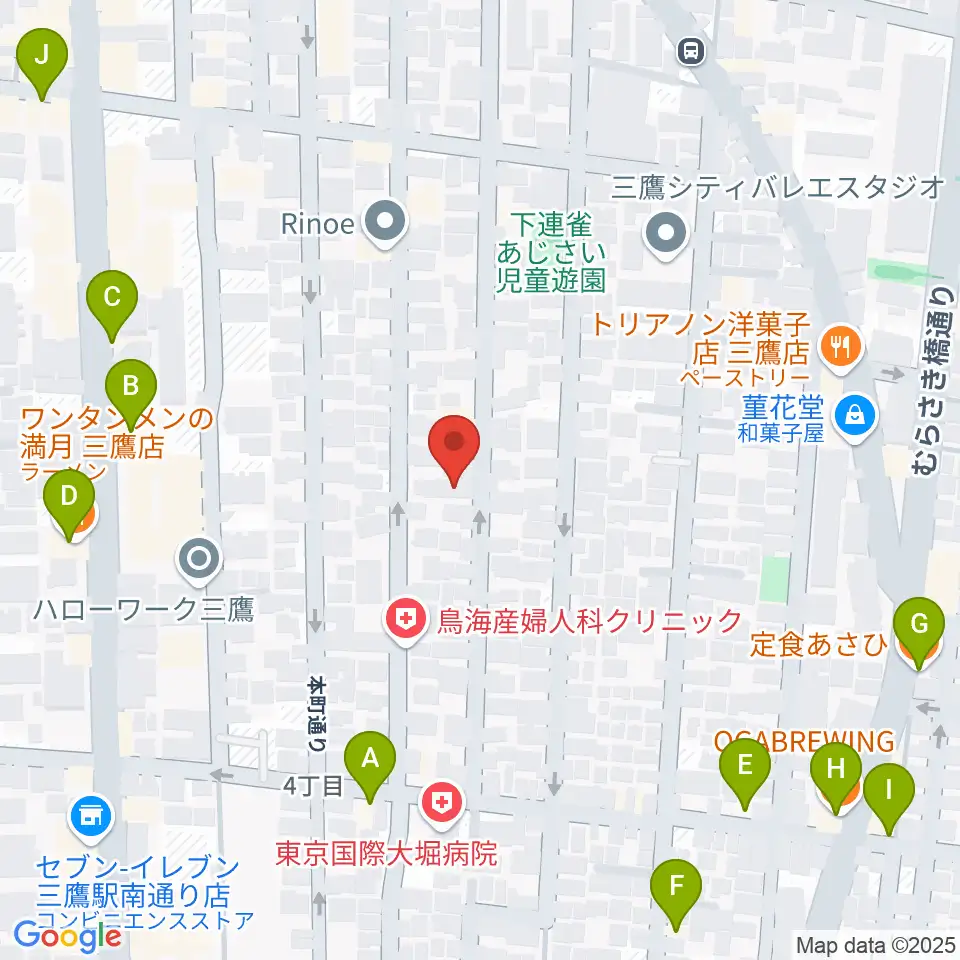 コントラバス専門店アット周辺のファミレス・ファーストフード一覧地図