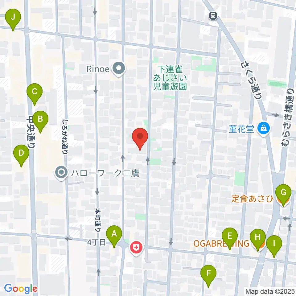 コントラバス専門店アット周辺のファミレス・ファーストフード一覧地図
