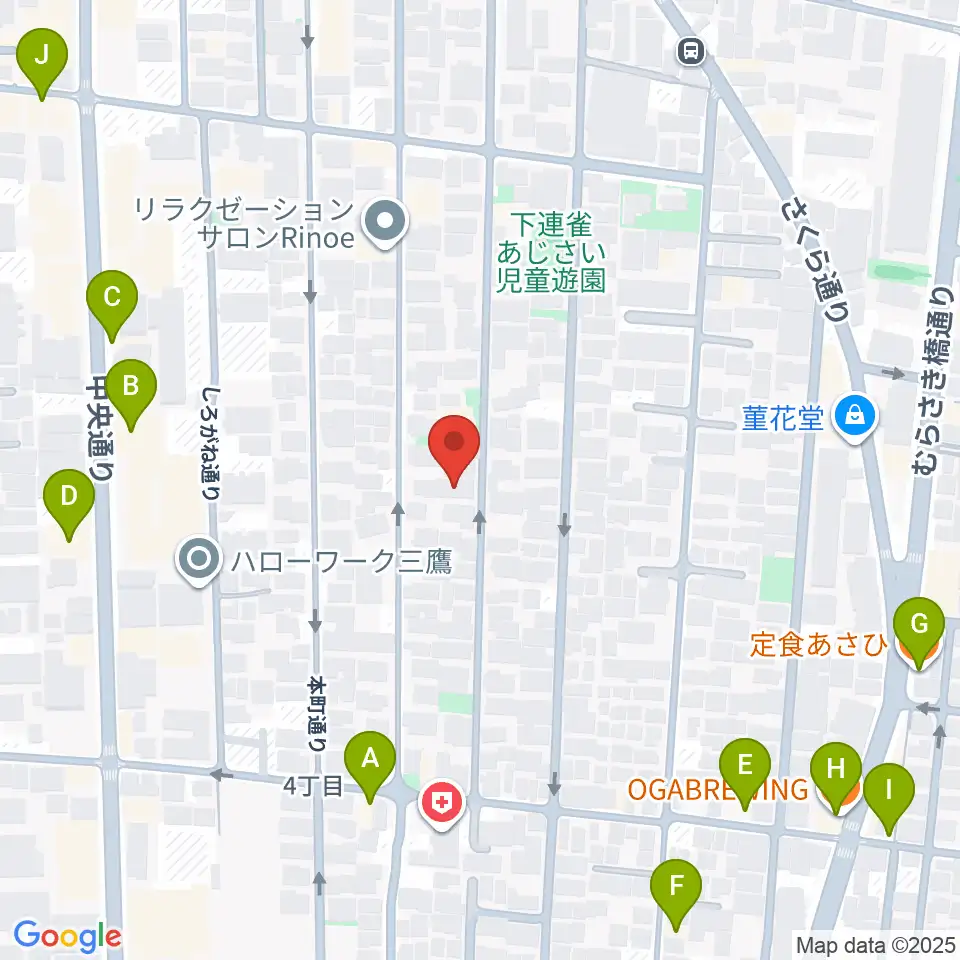 コントラバス専門店アット周辺のファミレス・ファーストフード一覧地図