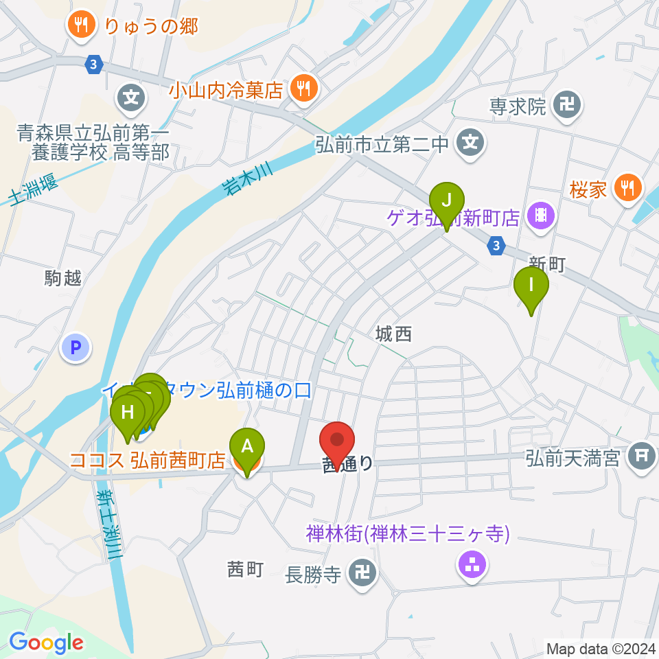 津軽三味線 まんじ三味線店周辺のファミレス・ファーストフード一覧地図