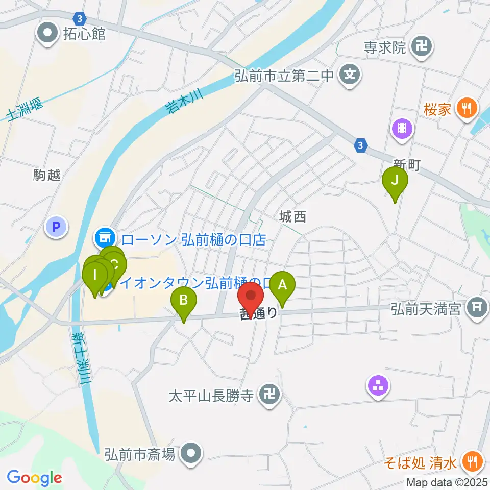 津軽三味線 まんじ三味線店周辺のファミレス・ファーストフード一覧地図
