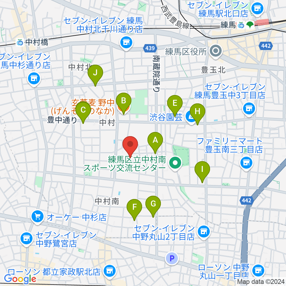 夢弦堂周辺のファミレス・ファーストフード一覧地図