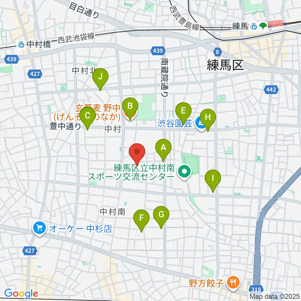 夢弦堂周辺のファミレス・ファーストフード一覧地図
