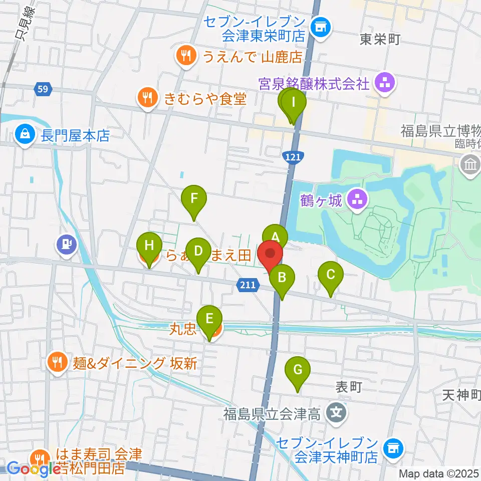 MUSIC PLAZA 白水堂周辺のファミレス・ファーストフード一覧地図