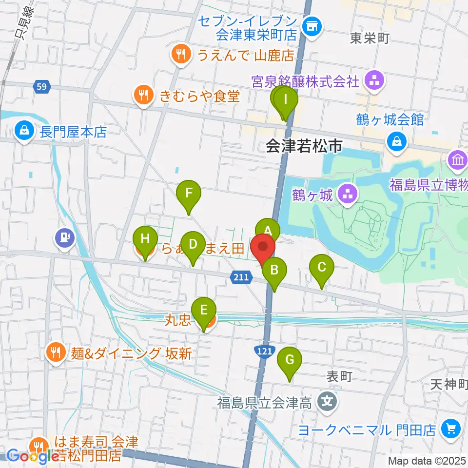 MUSIC PLAZA 白水堂周辺のファミレス・ファーストフード一覧地図