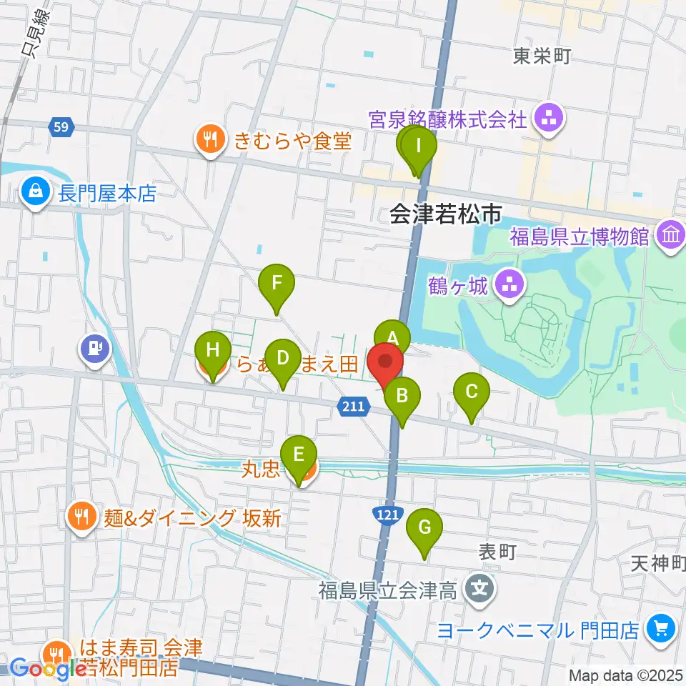 MUSIC PLAZA 白水堂周辺のファミレス・ファーストフード一覧地図