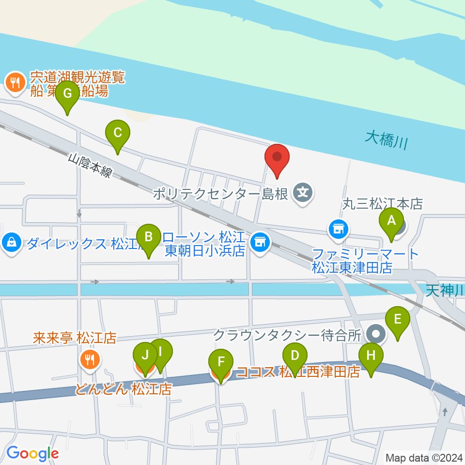 つちえ楽器店周辺のファミレス・ファーストフード一覧地図