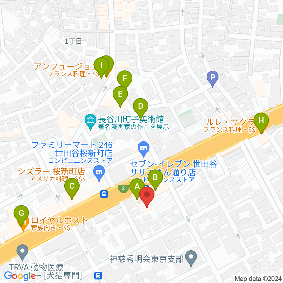 スタジオジャイヴ周辺のファミレス・ファーストフード一覧地図