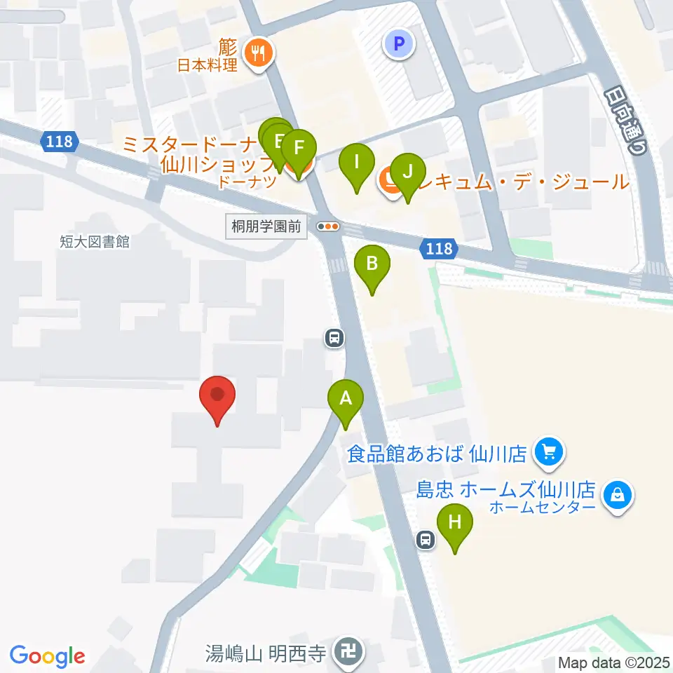 桐朋学園大学音楽学部周辺のファミレス・ファーストフード一覧地図