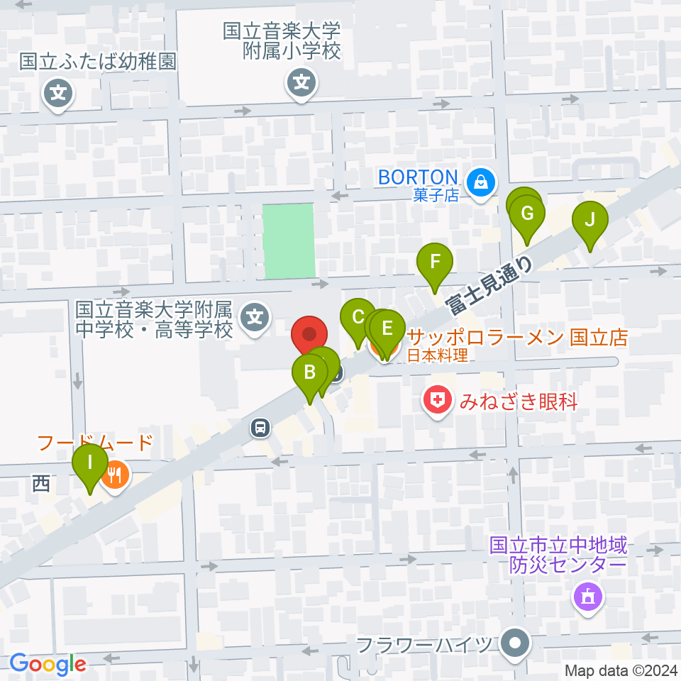 国立音楽大学附属高等学校音楽科周辺のファミレス・ファーストフード一覧地図