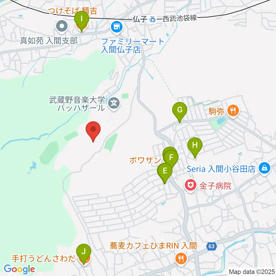 武蔵野音楽大学付属高校音楽科周辺のファミレス・ファーストフード一覧地図
